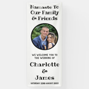 Couple Round Photo Black And White Wedding Welcome Banner