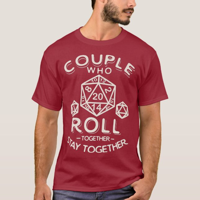 Couple RPG Print Fantasy Tabletop Gaming Dice T-Shirt (Front)