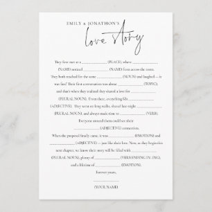 Couple’s Love Story Wedding Game Card