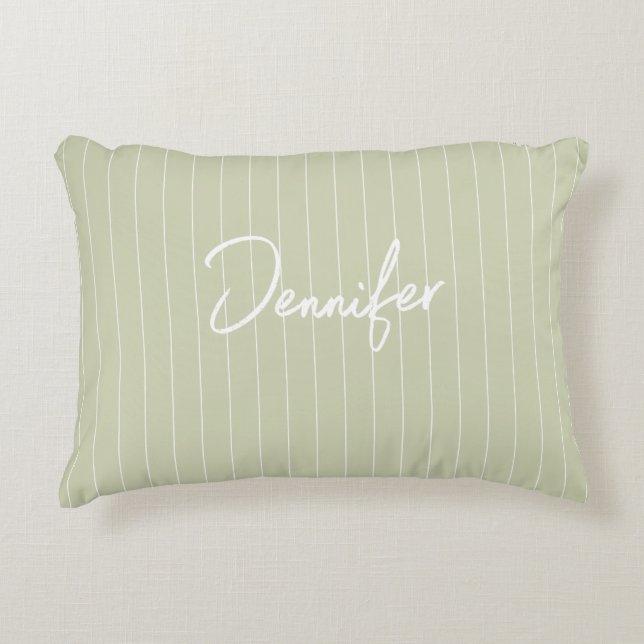Couple Sage Green Customised Handwritting Name Decorative Cushion (Front)