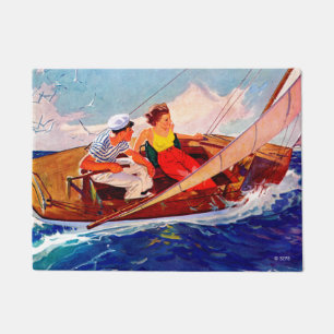 Couple Sailing by R.J. Cavaliere Doormat
