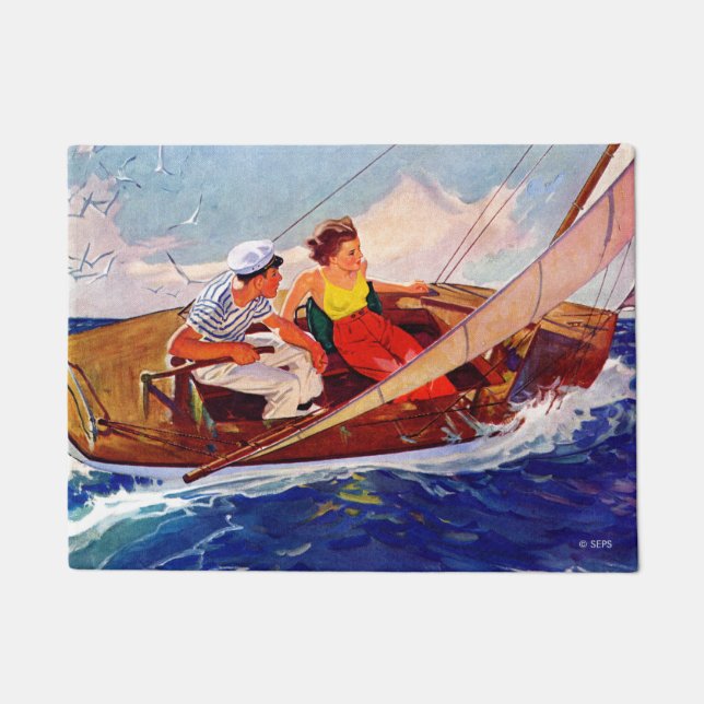 Couple Sailing by R.J. Cavaliere Doormat (Front)