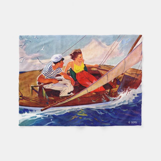 Couple Sailing by R.J. Cavaliere Fleece Blanket (Front (Horizontal))