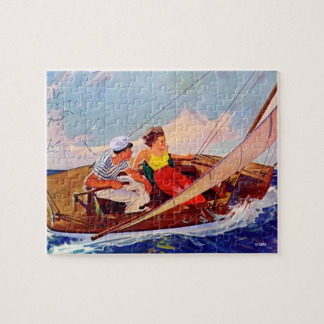Couple Sailing by R.J. Cavaliere Jigsaw Puzzle (Horizontal)