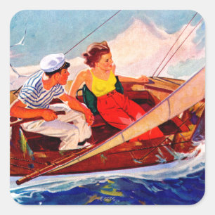 Couple Sailing by R.J. Cavaliere Square Sticker
