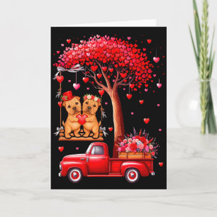 Couple Shar Peis Valentine Hearts Tree Pickup Truc Card