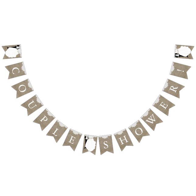 Couple Shower in Burlap and White Lace Bunting (All)