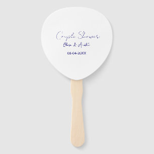couple shower name date purple trendy simple minim hand fan