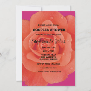 Couple Shower Pink Orange Floral Colourful Wedding Invitation