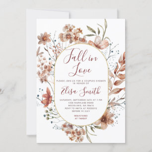 Couple Shower Watercolor Autumn Boho Wildflowers Invitation
