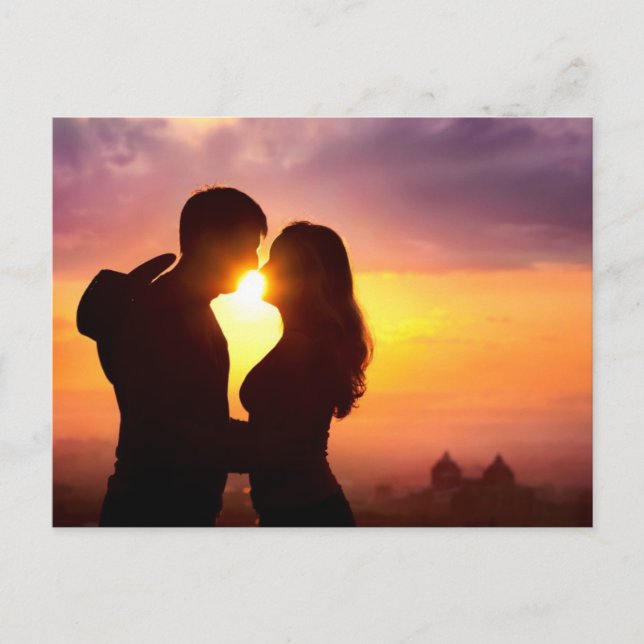 Couple Silhouette At Sunset Postcard (Front)