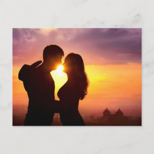 Couple Silhouette At Sunset Postcard
