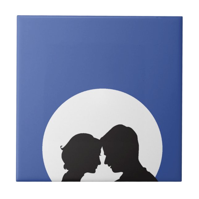 Couple Silhouette Ceramic Tile (Front)