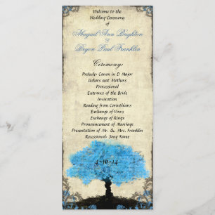 Couple Silhouette Tree Vintage Wedding Program