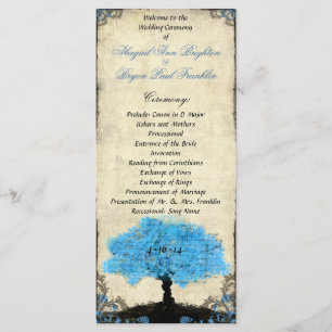 Couple Silhouette Tree Vintage Wedding Program