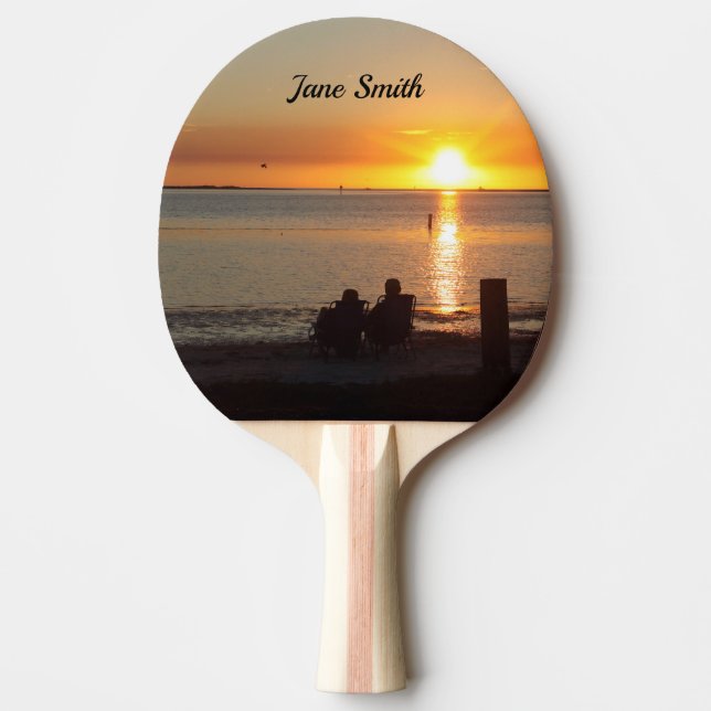 Couple Sitting On Beach Ping Pong Paddle (Front)