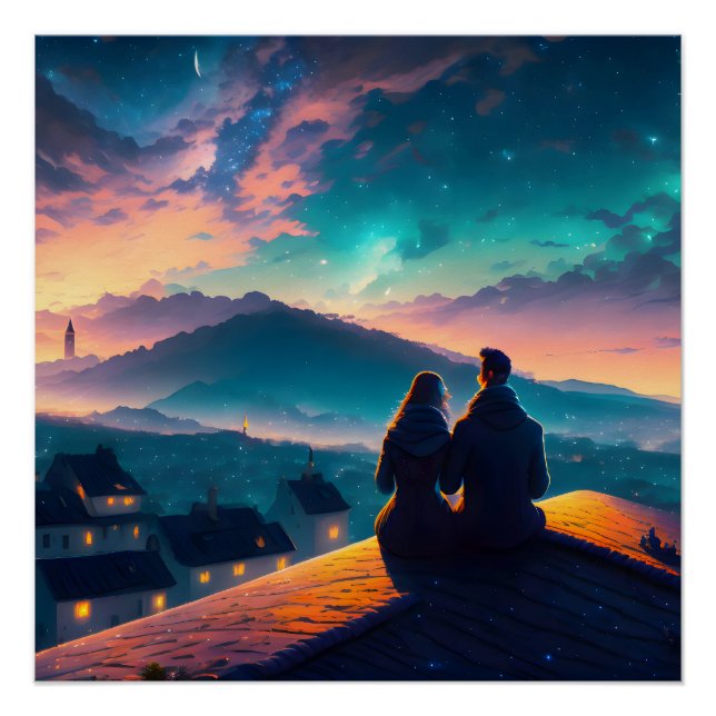 Couple Sitting On The Roof Poster (Front)