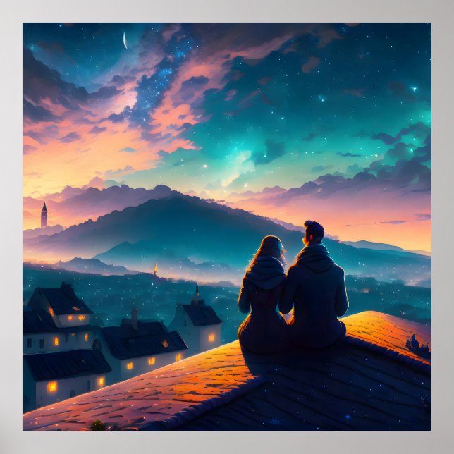 Couple Sitting On The Roof Poster (Front)
