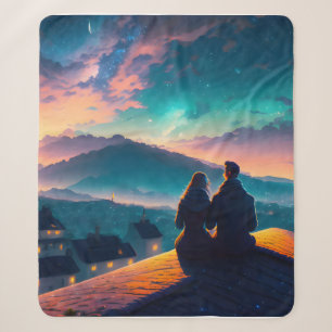 Couple Sitting On The Roof Sherpa Blanket