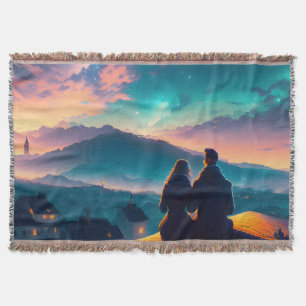 Couple Sitting On The Roof Throw Blanket