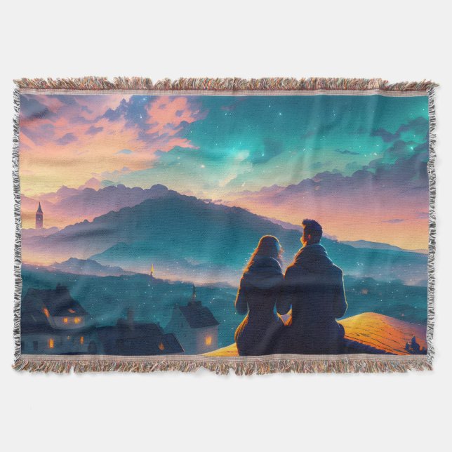 Couple Sitting On The Roof Throw Blanket (Front)