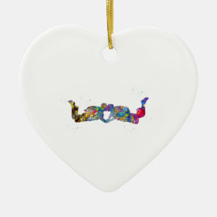 Couple Skydiver Ceramic Ornament