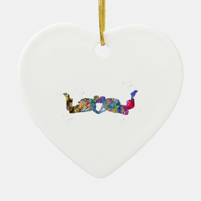 Couple Skydiver Ceramic Ornament (Front)