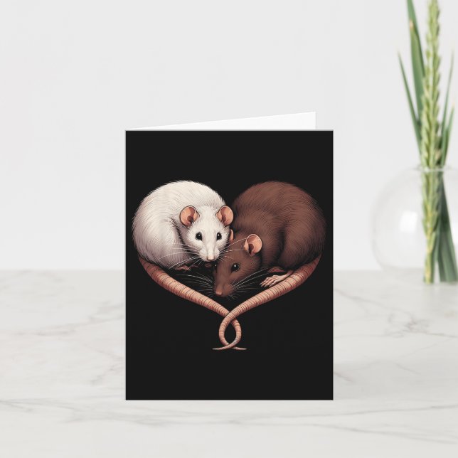 Couple Small Rodent Pet Happy Heart Love Cute Rat  Card (Front)