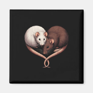 Couple Small Rodent Pet Happy Heart Love Cute Rat Magnet