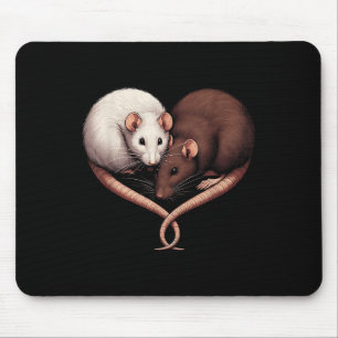 Couple Small Rodent Pet Happy Heart Love Cute Rat Mouse Pad
