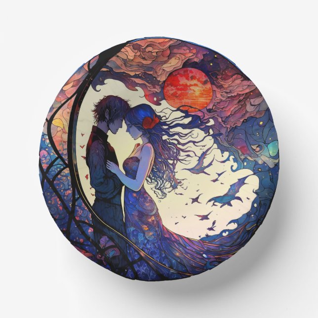 Couple Stained Glass Paper Bowls Paper Plate (Front)