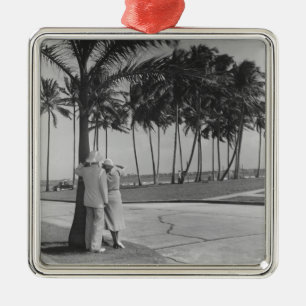 Couple Standing Under Tree Metal Ornament