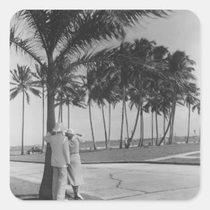 Couple Standing Under Tree Square Sticker