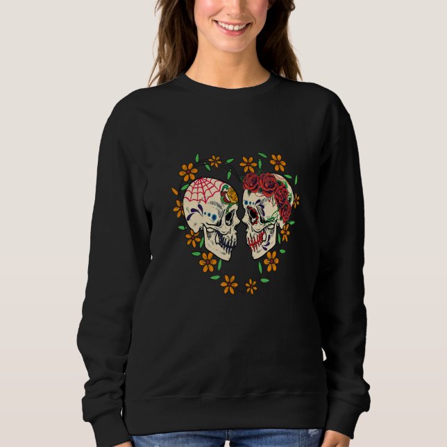 Couple Sugar Skull Day Of The Dead Festival Costum Sweatshirt (Front)