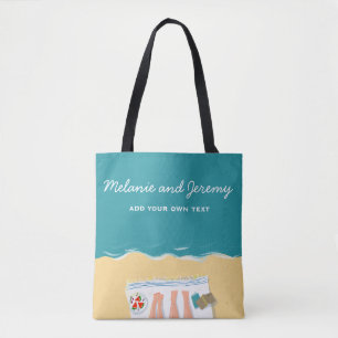 Couple Sunbathing on Beach Personalised Tote Bag