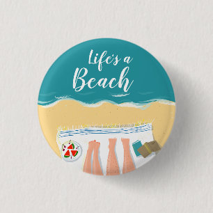 Couple Sunbathing on Beach Slogan 3 Cm Round Badge