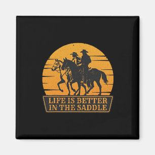 Couple Sunset Life Is Better In The Saddle Horseck Magnet
