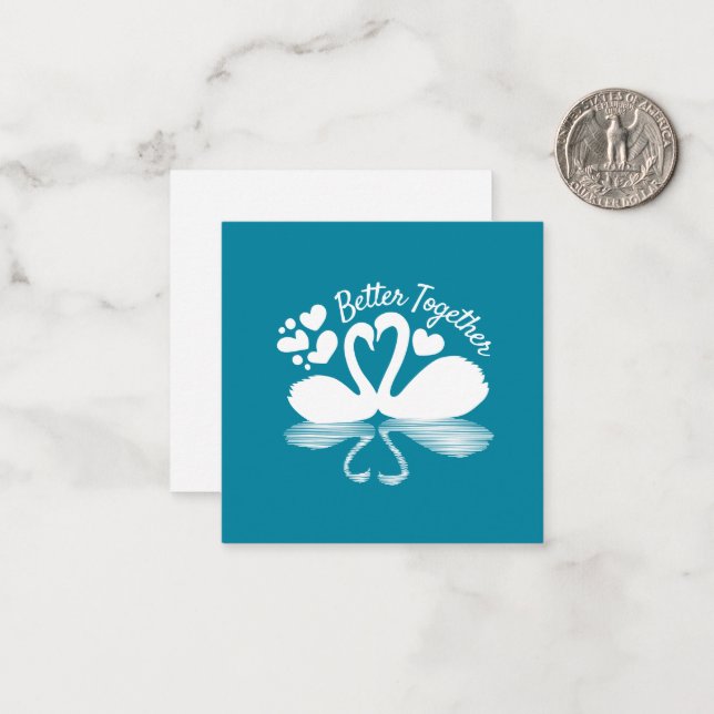 Couple Swan Silhouette Reflection in the Water Card (Front/Back In Situ)