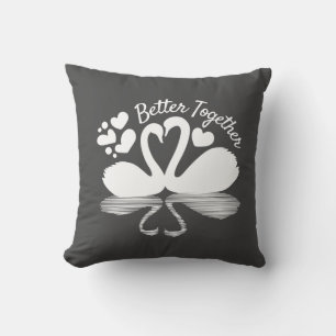Couple Swan Silhouette Reflection in the Water Cushion