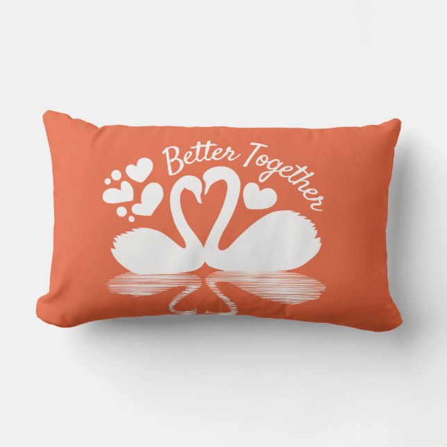 Couple Swan Silhouette Reflection in the Water  Lumbar Cushion (Front)