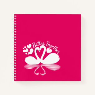 Couple Swan Silhouette Reflection in the Water Notebook