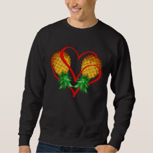 Couple Swinger Upside Down Pineapple with Red Hear Sweatshirt
