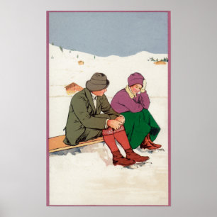 Couple Taking an Ice Skating Break Poster