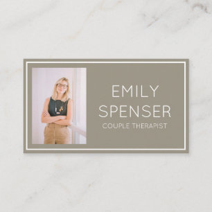 Couple Therapist Psychologist Beige Grey Bordered Business Card