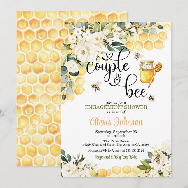 Couple to Bee Engagement Shower Invitation (Front/Back)
