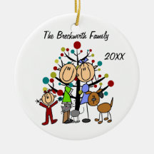 Couple, Toddler Girl, Dog, Cat Holiday Ornament