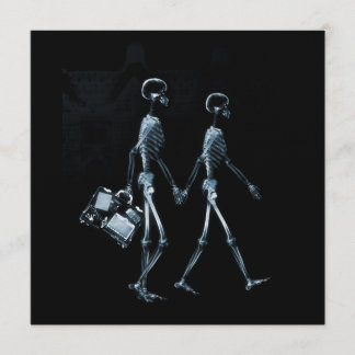 Couple Travelling X-Ray Vision Skeletons - Blue Invitation
