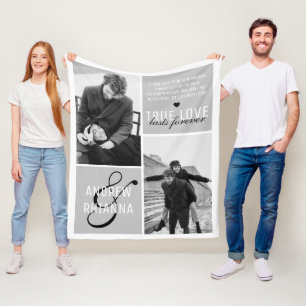 Couple True Love 2 Photo & Quote Fleece Blanket