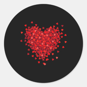 Couple Valentine Red Love Heart Classic Round Sticker