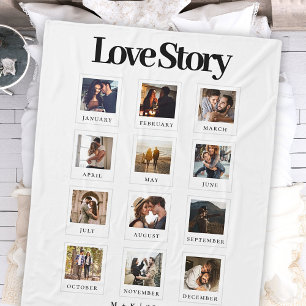 Couple Valentines Day Anniversary Love Story Photo Fleece Blanket